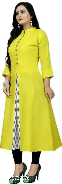 Stylish Cotton Yellow Printed Kurta For Women- Pack Of 1-thumb2