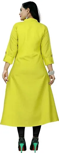 Stylish Cotton Yellow Printed Kurta For Women- Pack Of 1-thumb2