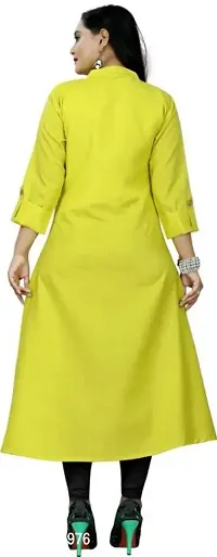 Stylish Cotton Yellow Printed Kurta For Women- Pack Of 1-thumb3