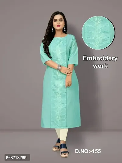 Women Cotton Embroidered Plus Size Kurta