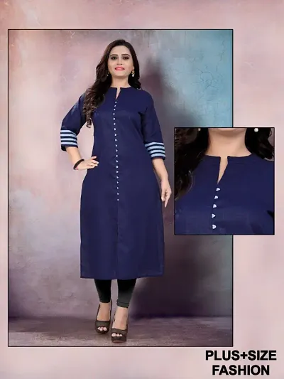 Stylish Cotton Blend Solid Straight Kurti