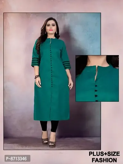 Women Plus Size Cotton Blend Solid Straight Kurta