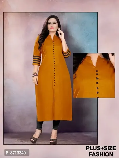 Women Plus Size Cotton Blend Solid Straight Kurta