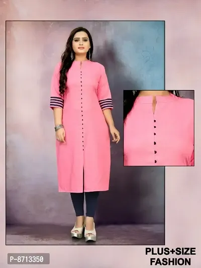 Women Plus Size Cotton Blend Solid Straight Kurta