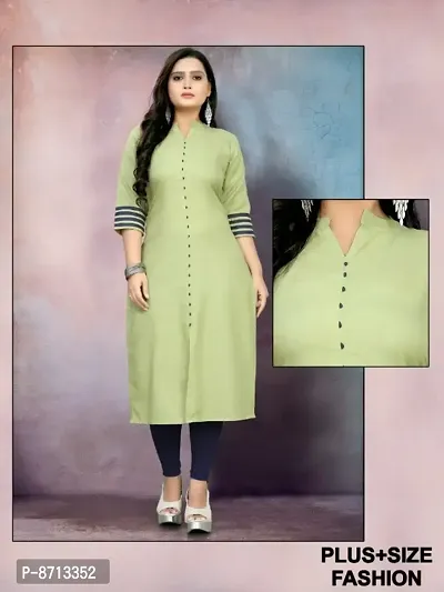 Women Plus Size Cotton Blend Solid Straight Kurta