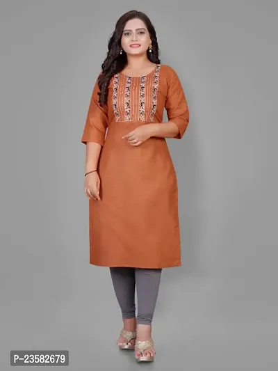 Fancy Cotton Emboidered Straight Kurti-thumb0