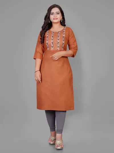 Fancy Cotton Emboidered Straight Kurti