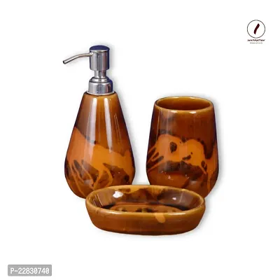 Pottery Ceramic Soap Dispenser Set For Bathroom-thumb0