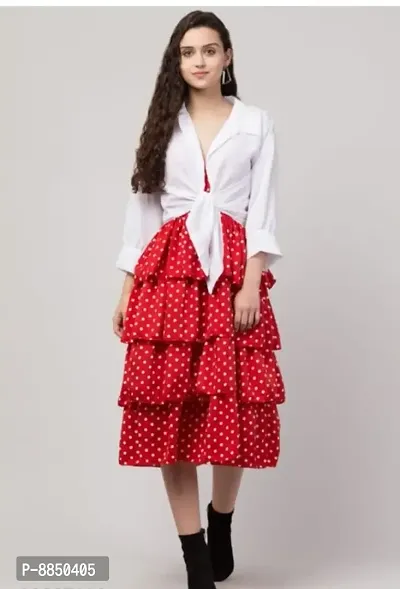 Polka freel dress with shirts red