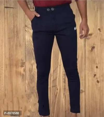 Blue Nylon Regular Track Pants For Men