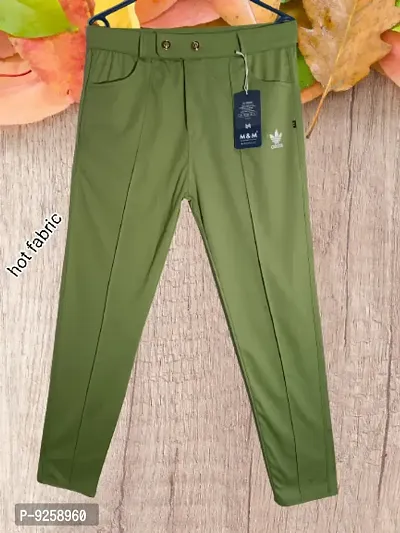 Green Nylon Regular Track Pants For Men