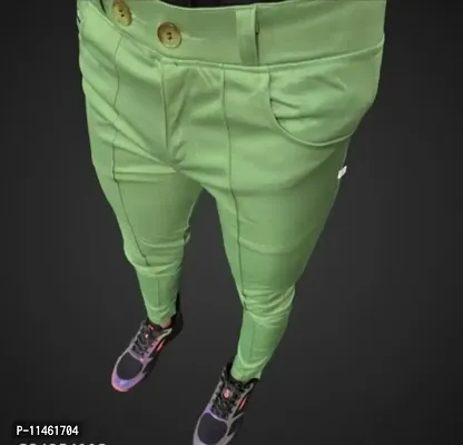 Green Nylon Regular Track Pants For Men