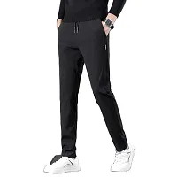 Trendy Black Polyester Blend Solid Regular Track Pants for Men Combo of 2-thumb1