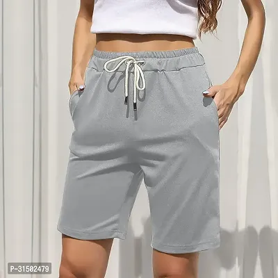 Comfortable Lycra Shorts For Women - Grey-thumb3