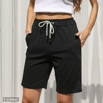 Comfortable Lycra Shorts For Women - Black-thumb0