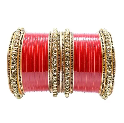 Designer Red Brass Contemporary Bangles
