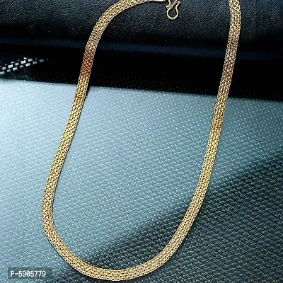 Artificial Gold Chain Flat Mesh Gold Plated 24 Inches Long for Men And Women Ethnic Brass Chain-thumb0