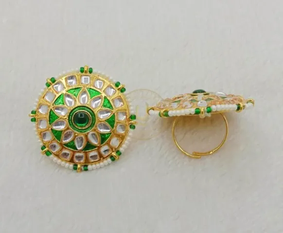 Design Stone With Kundan Adjustable Ring