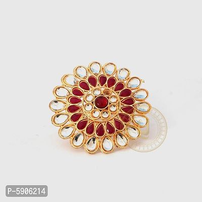 Kundan With Red Onyx High Quality Adjustable Meenakari Ring