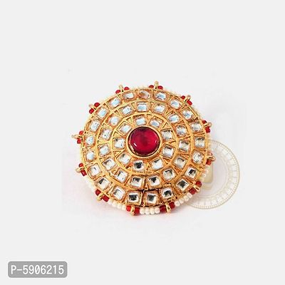 Kundan With Red Onyx High Quality Adjustable Meenakari Ring