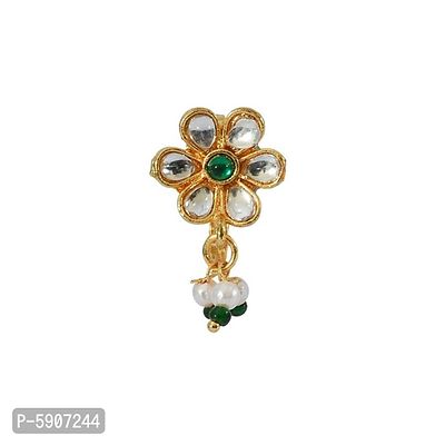 Artificial stone Gold Plated and beads Maharashtrian Nath For Woman