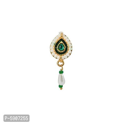 Traditional Green Gold Plated Marathi Nath