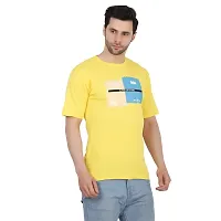 Trendy Yellow Polyester Spandex Printed Round Neck Tees for Men-thumb1