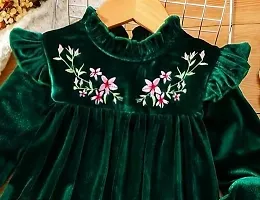 VELVET GREEN FLOWER DESIGN FROCK-thumb1