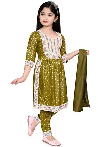 LOVE PRINTED OLIVE COLOR KURTI FOR GIRLS-thumb4