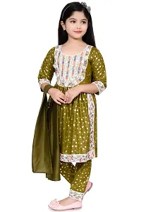 LOVE PRINTED OLIVE COLOR KURTI FOR GIRLS-thumb1