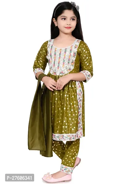 LOVE PRINTED OLIVE COLOR KURTI FOR GIRLS-thumb2