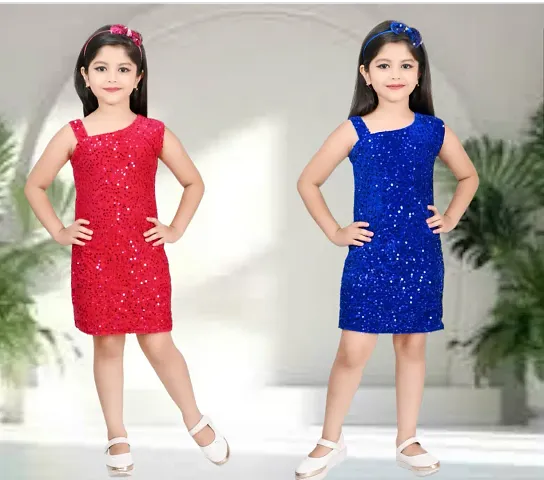 Elegant Velvet and Sequin Party Dress for Girls Combo Of 2