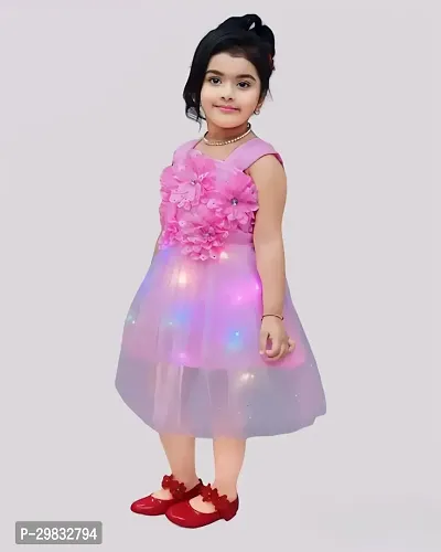 Trendy Pink Net Light Design Pink Frock Dress-thumb2