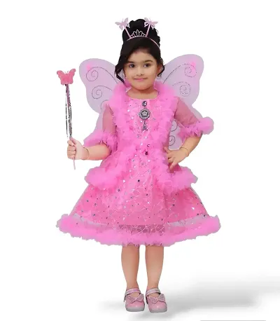 Adorable Net Embellished Angel Frock For Girls