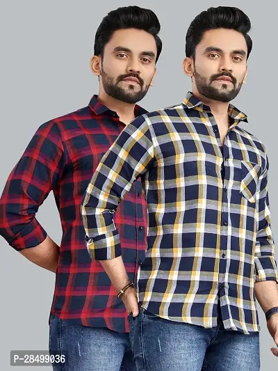 Stylish Multicoloured Polycotton Checked Casual Shirts For Men Combo Of 2