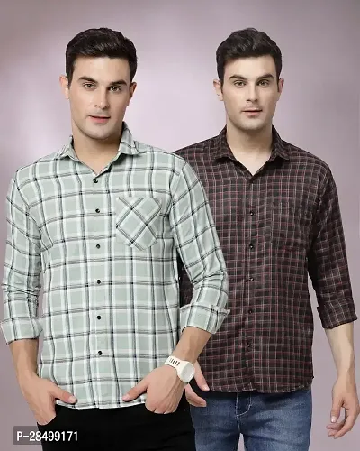 Stylish Multicoloured Polycotton Checked Casual Shirts For Men Combo Of 2