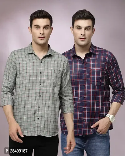 Stylish Multicoloured Polycotton Checked Casual Shirts For Men Combo Of 2