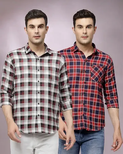 Mens Checked Full Sleeve Casual Shirts - Combo
