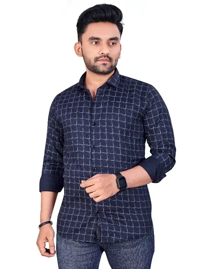 Men's Cotton Checked Slim Fit Casual Shirts