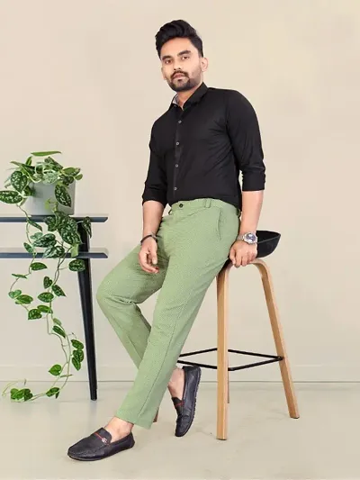 Classic Cotton Solid Casual Trousers for Men