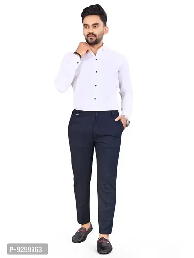 Classic Cotton Solid Casual Trousers for Men-thumb3