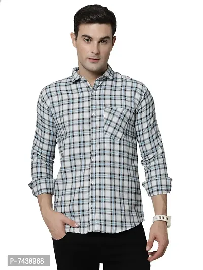 White Cotton Printed Casual Shirts For Men