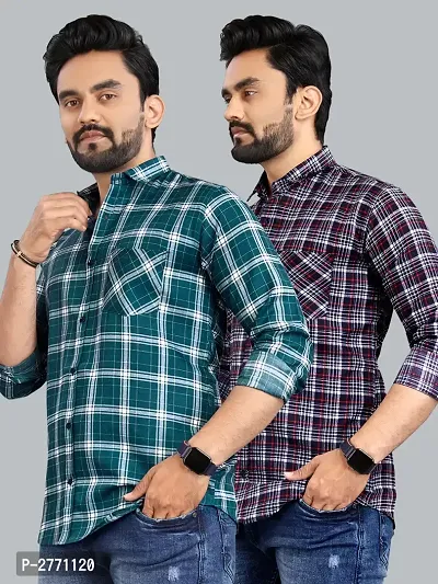 Red Printed Cotton Regular Fit Casual Shirt for Men's