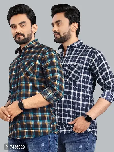 Blue Cotton Printed Casual Shirts For Men-thumb0