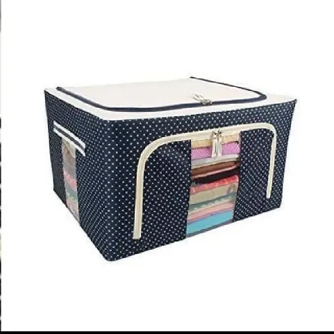 ATTICUS Steel frame Double Opening Zipped Storage Organiser bag Transparent View Box Organizer with Window Folding Bag -Under Bed Closet Wardrobe Box