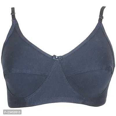 Stylish Navy Blue Cotton Solid Everday Bras For Women