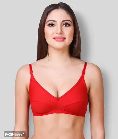 Stylish Red Cotton Solid Everday Bras For Women-thumb0