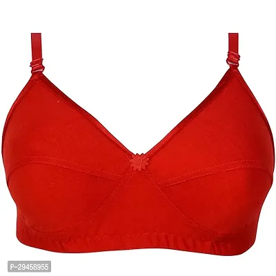 Stylish Red Cotton Solid Everday Bras For Women