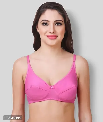 Stylish Pink Cotton Solid Everday Bras For Women-thumb0