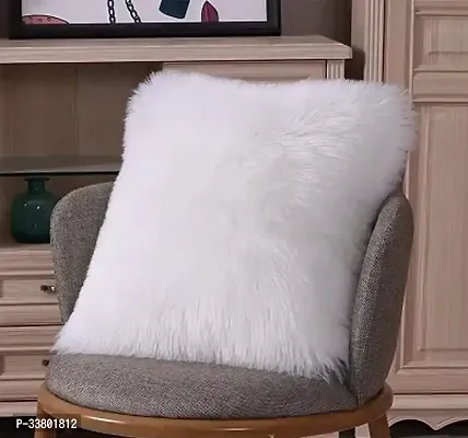 White Faux Fur Cushion Covers 12x12 Inch Pack of 2-thumb2